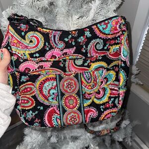 Vera Bradley Black and Pink Paisley Shoulder Bag